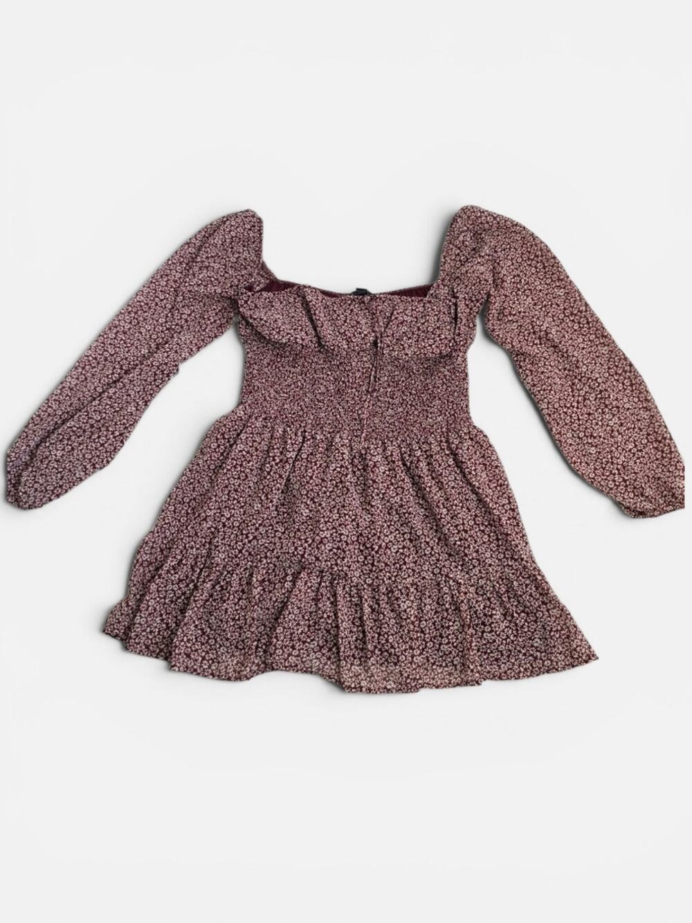 REVAMPED Red Floral Cottagecore Puff Sleeve Mini Babydoll Dress